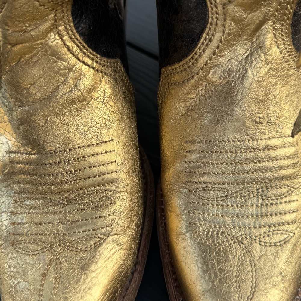 Custom Corral Elegant Gold and Brown, glittered, rhinestone Heeled Boots - Picture 12 of 13